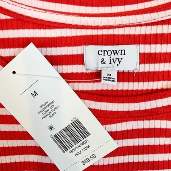 Crown & Ivy Pink and White Ruffled Sleeveless Tank Top - Picture 7 of 10